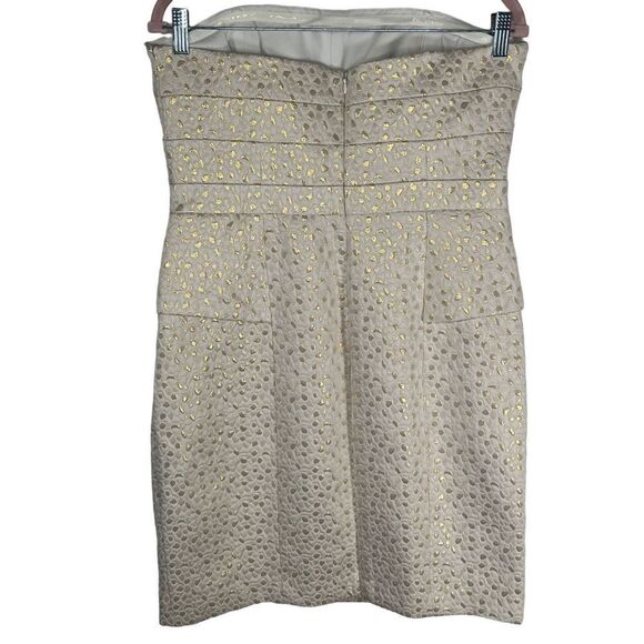 Cynthia Steffe Women's Diandra Metallic Dress Gold Cream Size 12 - Picture 2 of 9